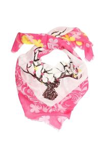 Традиционный шарф в виде оленя с цветами и большими оленьими рогами Allgäu Rebell, розовый
