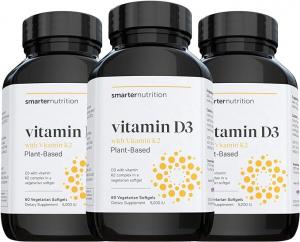 Растительная поддержка иммунитета витамином D3 с веганским комплексом K2, 60 капсул (3 упаковки)