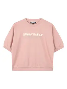 Футболка с объемными рукавами и логотипом Dkny Kids, розовый