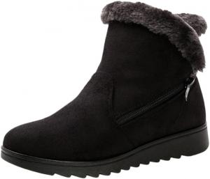 Warm and Comfortable Ladies' Thick Cotton Shoes - Large Size - Lightweight - Autumn and Winter - for Snowy Weather. Fusecottc, Black