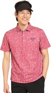 Мужская поло-рубашка Callaway C25134111 с коротким рукавом (геометрический логотип, впитывающая влагу, быстросохнущая), для игры в гольф, розовый