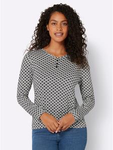 Рубашка с длинными рукавами цвета экрю с черным принтом WITT WEIDEN