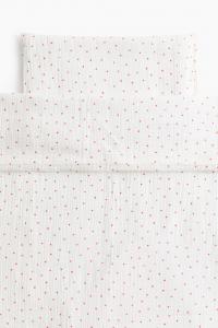 Комплект постельного белья для детской кроватки H&M, 110х125/35х55 см, белый/сердце