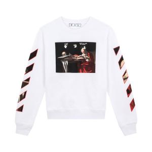 Толстовка Off-White Caravaggio Slim Crewneck 'White/Red', белый