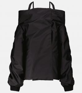 Нейлоновая куртка с открытыми плечами Prada, Nero