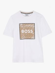 Детская футболка с коротким рукавом из хлопковой смеси и круглым вырезом HUGO BOSS