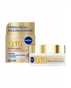Питательный крем для лица день и ночь Q10 против морщин Collagen Expert 50 мл Nivea