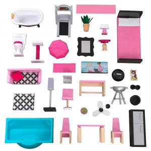 KidДеревянный кукольный домик Kraft Shimmer Mansion для 12-дюймовых кукол и аксессуаров из 30 предметов KidKraft, мультиколор