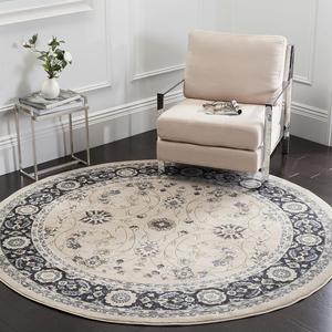 Ковер SAFAVIEH, 214 x 214 см, коллекции Lyndhurst круглый светло-бежевый / anthracite LNH340K традиционный восточный без ворса для столовой, прихожей, гостиной, спальни