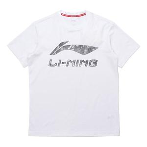 Футболка с принтом логотипа, повседневная футболка с коротким рукавом Li-Ning, белый