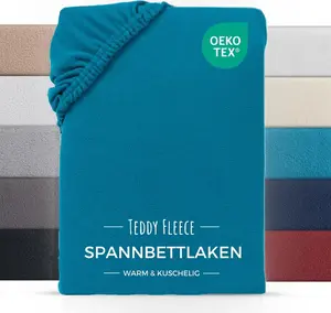 Зимняя простыня на резинке из флиса Тедди 180x200 см, цвет петроль Carpe Sonno