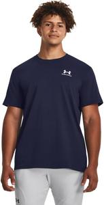 Мужская футболка Under Armour с коротким рукавом из плотной ткани, (410) Midnight Navy/White