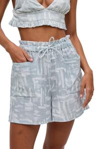 Raffya Женские шорты Sammie с принтом Уорхола и поясом-мешочком, синий