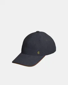 Шестиклинная бейсболка из денима с двухсторонним козырьком Boss, темно-синий
