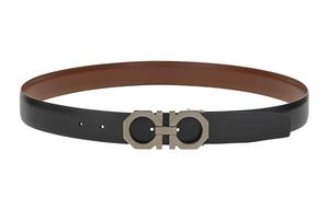 Ferragamo Мужской кожаный ремень из коровьей кожи шириной 3.2 см, Black