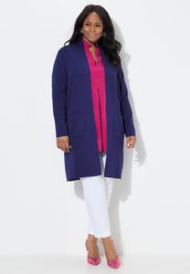 Кардиган Ulla Popken PLUS SIZE LONG OPEN FRONT, Ink Blue/Purple