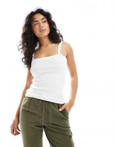 Топ JJXX на ребристых бретелях с квадратным вырезом белого цвета