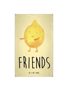 Mr. & Mrs. Panda Полотенце с лимонным рисунком «Лучшие друзья» и надписью, пастельно-желтого цвета