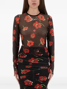 Топ с цветочным принтом Moschino Jeans, черный