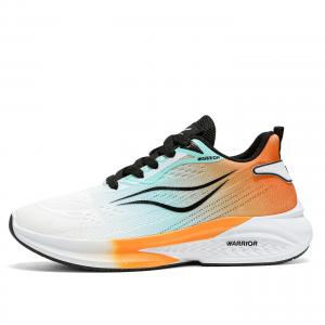 Амортизирующие, износостойкие, дышащие, низкие, повседневные кроссовки для бега для мужчин WARRIOR, White Green Orange