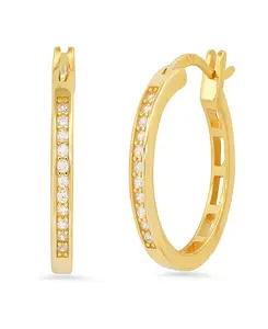 Женские серьги-кольца из стерлингового серебра с покрытием и имитацией бриллиантов Steeltime, gold