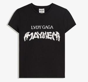 Футболка Bershka Lady Gaga Short-Sleeved Print, черный