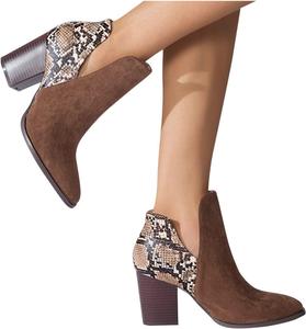 Женские ботильоны Bcshiye с массивным высоким каблуком, V-образным вырезом, заостренным носком и широким каблуком, праздничные западные ботинки, Brown