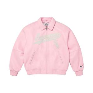 Куртка Supreme x Chicago White Sox Leather Varsity Jacket, Pink