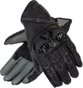 Мужские короткие кожаные мотоциклетные перчатки REBELHORN ST с панелями из суперткани, вставками из пеноматериала SAS-TEC, вентиляцией, гибкими элементами и сенсорными накладками, black/grey