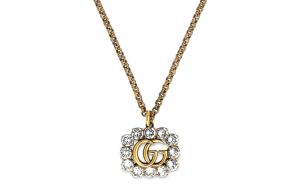 Металлическое кристальное ожерелье GG для женщин GUCCI, золото