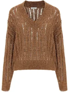Джемпер Rustic Dazzling Net Brunello Cucinelli, коричневый
