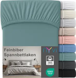 Простыня на резинке из фланели класса люкс для матрасов глубиной до 25 см - очень теплая и мягкая, 100% хлопок, не требует глажки, предварительная усадка, цвет: салатовый, размер: 100x200 см NYVI