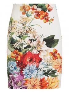 Dolce & Gabbana юбка мини с цветочным принтом, белый