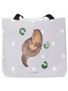 Сумка-шоппер Mr & Mrs Panda Otter Seerose ohne Spruch, пастельно-серый