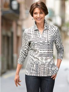 Рубашка с длинными рукавами в цвете экрю с серым принтом WITT WEIDEN