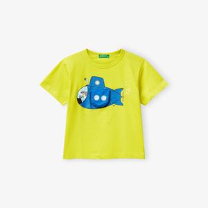 Футболка Benetton с принтом, лаймовый