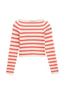 Джемпер TOM TAILOR CROPPED MIT STREIFENMUSTER, Red White Stripe Design/Red