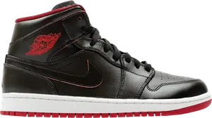 Кроссовки Air Jordan 1 Mid Black Red, черный