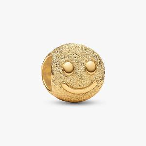 Шарм Pandora Textured Happy Face Mini, золото