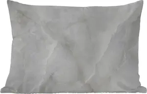 Подушка для улицы - Мрамор - Белый - Узор - Камень - Имитация мрамора - 60x40 см - Устойчива к атмосферным воздействиям - Подушка для отдыха - Декоративная подушка - Подушка для дома MuchoWow