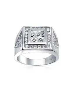 Кольцо с кубическим цирконием принцессной огранки, крупное, серебро 925 пробы Bling Jewelry, белый