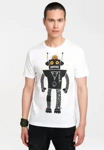 LOGOSHIRT Футболка "Robot Logoshirt Logo" с принтом робота, белый