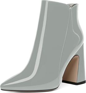 Женские Ботильоны MODENCOCO с острым носком, на высоком каблуке, с молнией, теплые, деловые, повседневные, каблук 4 дюйма, Grey