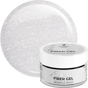 Сверкающий УФ/LED строительный гель Easy Fiber Gel для маникюра с блестками молочный 15 мл Victoria Vynn