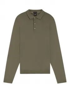 Поло с длинными рукавами на пуговицах Boss, зеленый