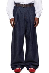 Dries Van Noten Темно-Синие плиссированные джинсы