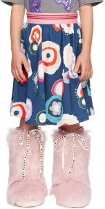 Детская темно-синяя юбка с цветочным принтом Marni