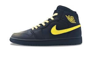 Jordan Износостойкие винтажные баскетбольные кроссовки Air 1 среднего размера, мужские, черно-желтые