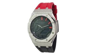 Часы Casio G-Shock Analog-Digital 2100 Series, арт. GA-2100-1A1, черно-красный/морозное серебро