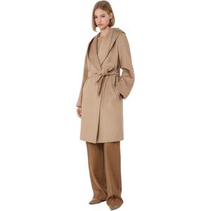 MaxMara Макс Мара Пальто с капюшоном и поясом, Camel